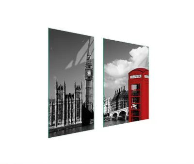 Image de Plaques de recouvrement pour cuisinière 2 pièces 75x52 Couverture de plaque vitrocéramique Planche à découper Londres Big Ben