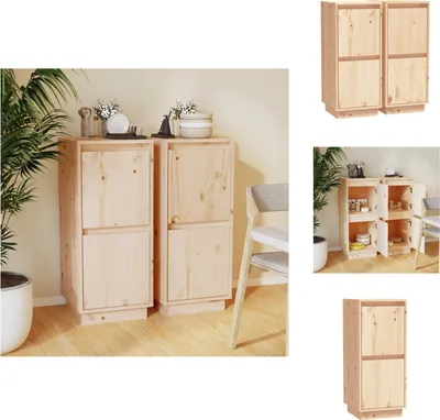 Image de vidaXL Buffets 2 pcs. 31,5x34x75 cm en pin massif - Buffets