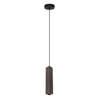 Zdjęcie produktu dla Lampa wisząca nowoczesna do salonu kuchni nad wyspę brązowa kwadratowa tuba w prążki 1xGU10 10W TECNO Italux