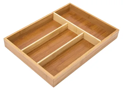 Bambus-Besteckkasten 4 Fächer 25x34 cm natur