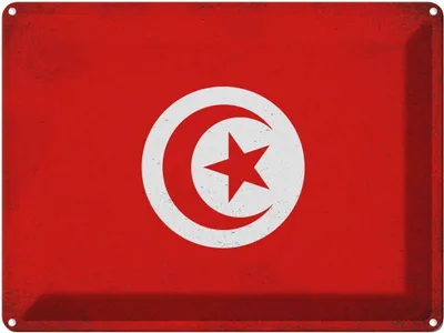 Produktbild von vianmo Blechschild 30x40 cm Tunesien Tunisia Flagge Fahne Wappen