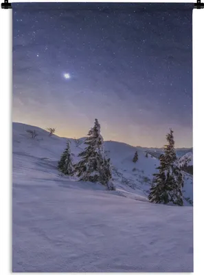 Produktbild von MuchoWow® Wandteppich Wandbehang Winter - Schnee - Nacht - Bäume 120x180 cm Tapisserie Dekoration Wandtuch - Schlafzimmer - Dekorationen für das Haus