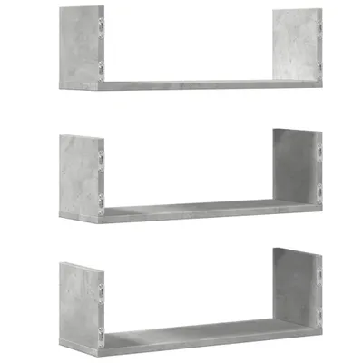 Obrázek produktu pro vidaXL Nástěnné police 3 ks. Betonová šedá 58x18x18 cm Materiál na bázi dřeva