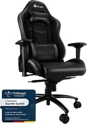 Produktbild von KLIM Esports Gaming Mit Lenden und Nackenstütze Verstellbar Gaming Sessel Ergonomisch PC Stuhl 150 kg Gamer Chair Schwarz