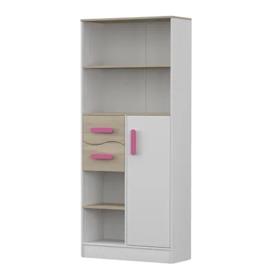 Produktbild von Regal Kinderregal Bücherregal 80cm Weiß/Weiß mit rose Griffe Markus 05