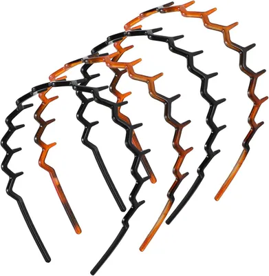 Produktbild von 4 Stück Frisurenhilfe Haarreif Rutschfeste - Hairstyle Hairpin - Haarreifen - Haarband - ickzack Haarband - Tanz – Yoga – Schwarz und braun