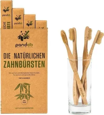 Obrázek produktu pro Pandoo Bambusové Kartáčky Medium Soft - výhodné balení 4 ks