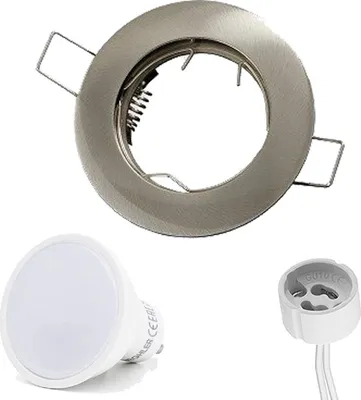 Produktbild von Einbaustrahler GU10 Ø65mm Bohrloch Alu inkl. GU10 5W Kaltweiß 350 Lumen LED Leuchtmittel Satin Rund