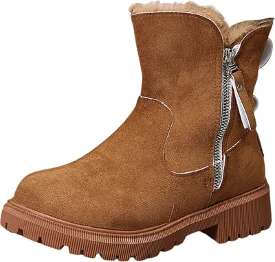 Image de ASKSA Bottes de neige pour femmes Chaussures d'hiver Bottes de cheville imperméables Bottes de neige chaudes avec doublure Bottes d'hiver d'automne confortables,Marron foncé,Taille:41