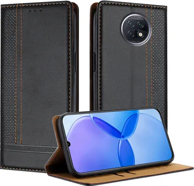 Produktbild von Handyhülle für Xiaomi Redmi Note 9T Leder Flip Klappbare Schutzhülle mit Standfunktion Schwarz