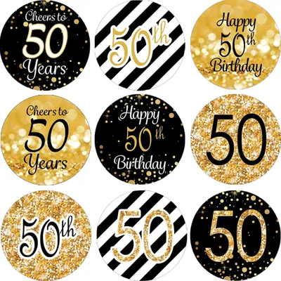 216 runde Aufkleber zum 50. Geburtstag, 1,9 cm, 9 Designs