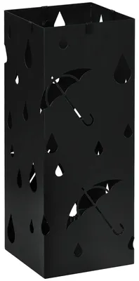 Produktbild von Schirmständer, 4 Haken, Tropfschale, Stahl, Schwarz