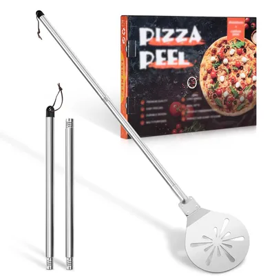Produktbild von RVS-Pizzaheber mit Löchern und abnehmbarem Griff