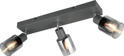 Produktbild von Strahler 3er - 42 x 17 cm - 3-flammig - Anthrazit - Rauchfarben - Metall - Rauchglas