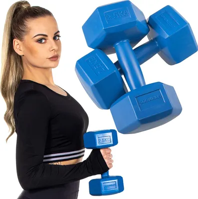 Produktbild von SPRINGOS Sada činiek Šesťhranné bitumenové činky Bodybuilding Fitness Gymnastika
