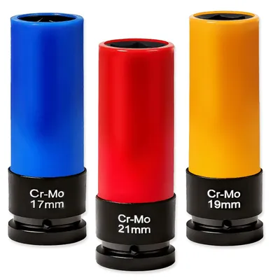 Produktbild von WALTER Schoneinsätze für Alufelgen | Schlagschrauber Nüsse 17mm 19mm 21mm Nuss Set Steckschlüsselsätze | 1/2 Zoll Steckschlüssel-Einsatz für Drehmoment- und Schlagschrauber