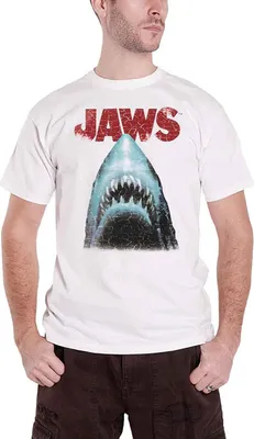 Produktbild von Difuzed - T-Shirt Herren - Jaws (weiß) Shirt der weiße Hai S