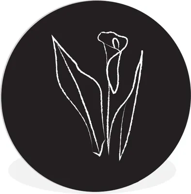 Produktbild von MuchoWow® Rundes Wandbild - Runde Bilder Blume - Linienkunst - Minimalismus Ø 90 cm Kreis Wanddekoration Kunststoff - Wandkreis - Wandschmuck - Wand-Kreis - Wohnzimmer - Bild - Runde - Wanddeko - Dibond - Kunstdrucke
