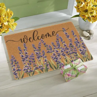 Fußmatte Willkommen Lavendel Blumen 43x74 cm rutschfest outdoor