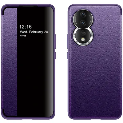 Obrázek produktu pro Pouzdro pro Honor 80 tenkéPolyuretankožené klopové pouzdro s okénkem pro zobrazení Fialová