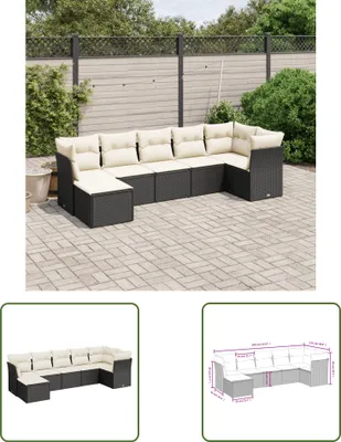 Produktbild von The Living Store 7-tlg. Garten-Sofagarnitur mit Kissen Schwarz Poly Rattan