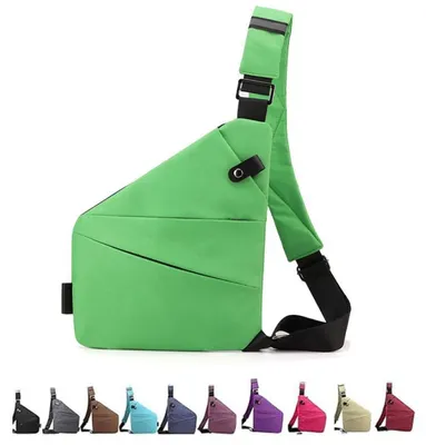 Produktbild von Brusttasche - Diebstahlsicher - 32x23x1cm - Leicht und geräumig - Schultertasche für die rechte Schulter – für Herren zum Wandern - Hellgrün