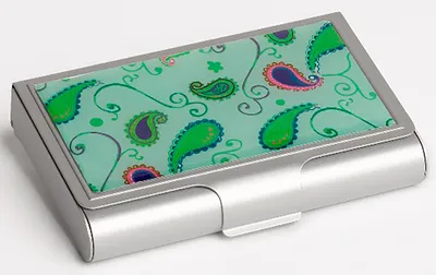 Produktbild von Reiseapotheke Alu 9/17 Globuli Gläser (ohne Gläser) | flach | OMEO® 9er paisley