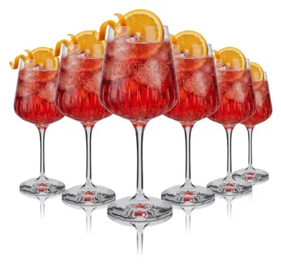 Produktbild von 6x Campari Glas 0,49l Milano Signature Relief Gläser Set Spritz Bespoke Aperitif