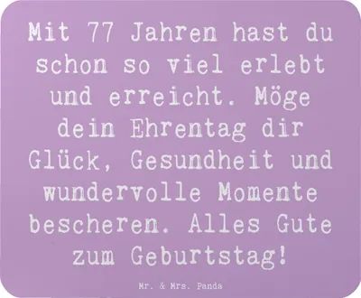 Produktbild von Mr. & Mrs. Panda Mouse Pad Spruch 77. Geburtstag Glückwunsch - Lavendeltraum - Geschenk, besonderes, mauspad laptop, Geburtstagsgeschenk, mousematte, Geburtstagswünsche