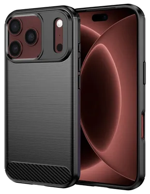 Zdjęcie produktu dla Techsuit - Etui silikonowe z włókna węglowego na iPhone 18 Pro Max / iPhone 17 Pro Max - czarne