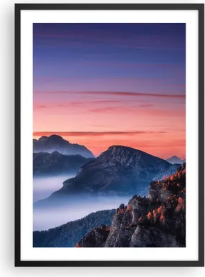 Produktbild von Gerahmtes Poster - Schwarzer Rahmen - Westen Sonne Berge - 50x70 cm - Wand Bild - Wanddeko - Wandbilder - Kunstposter - Wandposter - Bilderrahmen - Bilder - Kunstdruck - P2BPA50x70-4525