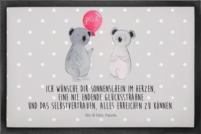 Produktbild von Mr. & Mrs. Panda fußmatte Koala Luftballon 50 x 75 cm - Grau Pastell - Geschenk, Abtretmatte, Geburtstag, Schuhabstreifer, Gummimatte, Party, Schmutzfangmatte
