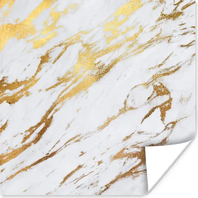 Produktbild von MuchoWow® Poster Marmor - Weiß - Gold - Luxus 50x50 cm - Wohnzimmerdekoration