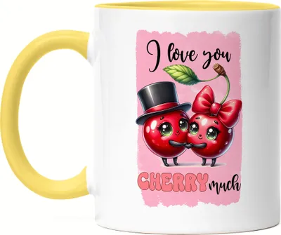 Produktbild von I Love You Cherry Much Lustige Tasse Gelb Geschenk für Kirschen Liebhaber Valentinstag