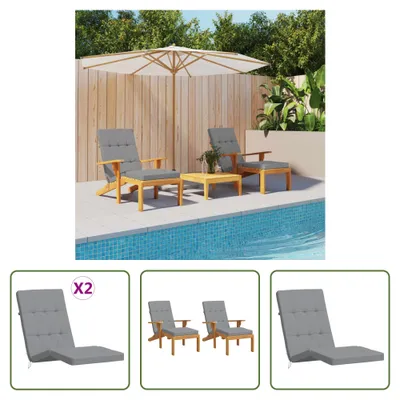 Image de The Living Store Coussins de chaise longue 2 pcs. Gris Tissu Oxford