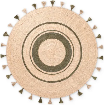 Image de Hanse Home Tapis rond en jute tressé Basil Naturel Or Vert