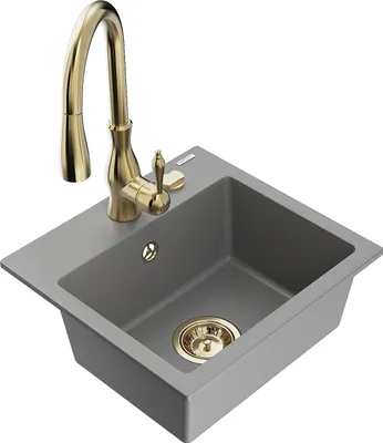 Image de Évier 1 bac en granit Milo avec mitigeur Savita, gris (6505-71-672601-50)