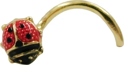 Produktbild von Nasenstecker Nasenpiercing Marienkäfer aus echtem 750 Gold Gelbgold Damen