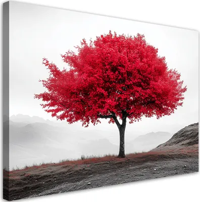 Produktbild von Leinwandbild Rote Baumlandschaft 100x70 Feeby Rot bild für die wand bereit zum aufhängen