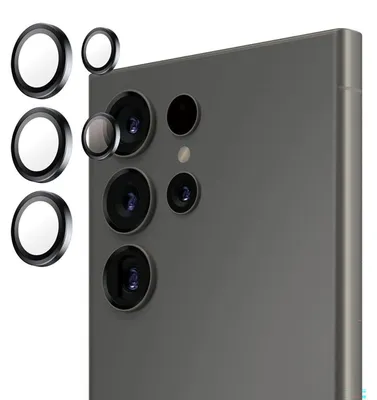 Zdjęcie produktu dla PanzerGlass ® Hoops® Camera Lens Protector Black Samsung Galaxy S25 Ultra, Samsung, Samsung - Galaxy S25 Ultra, Aplikacja na sucho, Odporny na zadrapania, Odporny na wstrząsy, Czarny, 1 szt.