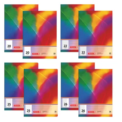 Produktbild von BRUNNEN Schulheft-Set DIN A4 | 8er Pack | Lineatur 20, 22, 25 & 26 | Jeweils 16 Blatt | Blanko, Kariert & Liniert