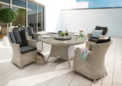 Produktbild von Destiny Sitzgruppe LUNA mit Esstisch Ø150cm (4 Personen) vintage weiß