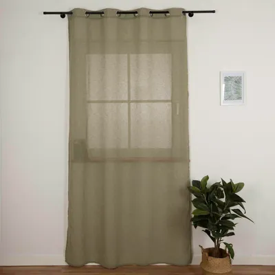 Produktbild von Vorhang mit Ösen Leinenoptik halbtransparent lindgrün 140x245cm