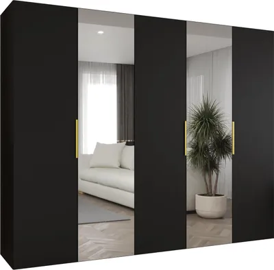 Produktbild von MEBLE KRYSPOL, Kleiderschrank, Schrank 250 cmx202x52, Schwarz, Gold