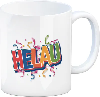 Produktbild von Helau Kaffeebecher mit buntem Konfetti-Design