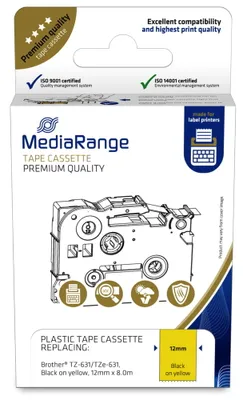 Imagen del producto de MediaRange MRBTZ631 MediaRange Schriftbandka. Brother TZ-631/TZe-631 12mm 8m sch