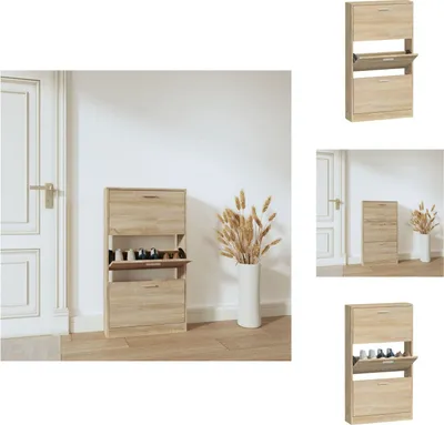 Obrázok produktu pre vidaXL Botník dubový 59x17x108 cm materiál na báze dreva - Regály a skrine na topánky