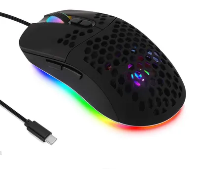 Zdjęcie produktu dla Przewodowa mysz gamingowa USB-C, lekka obudowa z strukturą plastra miodu, 7200 DPI