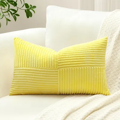 Productafbeelding van Kussensloop, corduroy, kruisstreepmotief, geel, 40x60 cm, 1 stuk