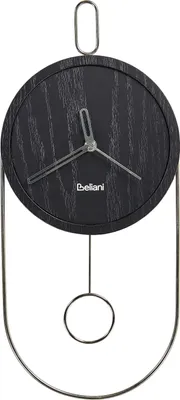 Zdjęcie produktu dla BELIANI Zegar ścienny z wahadłem czarny MDF 20 x 45 cm z wahadłem dekoracja bez numeracji